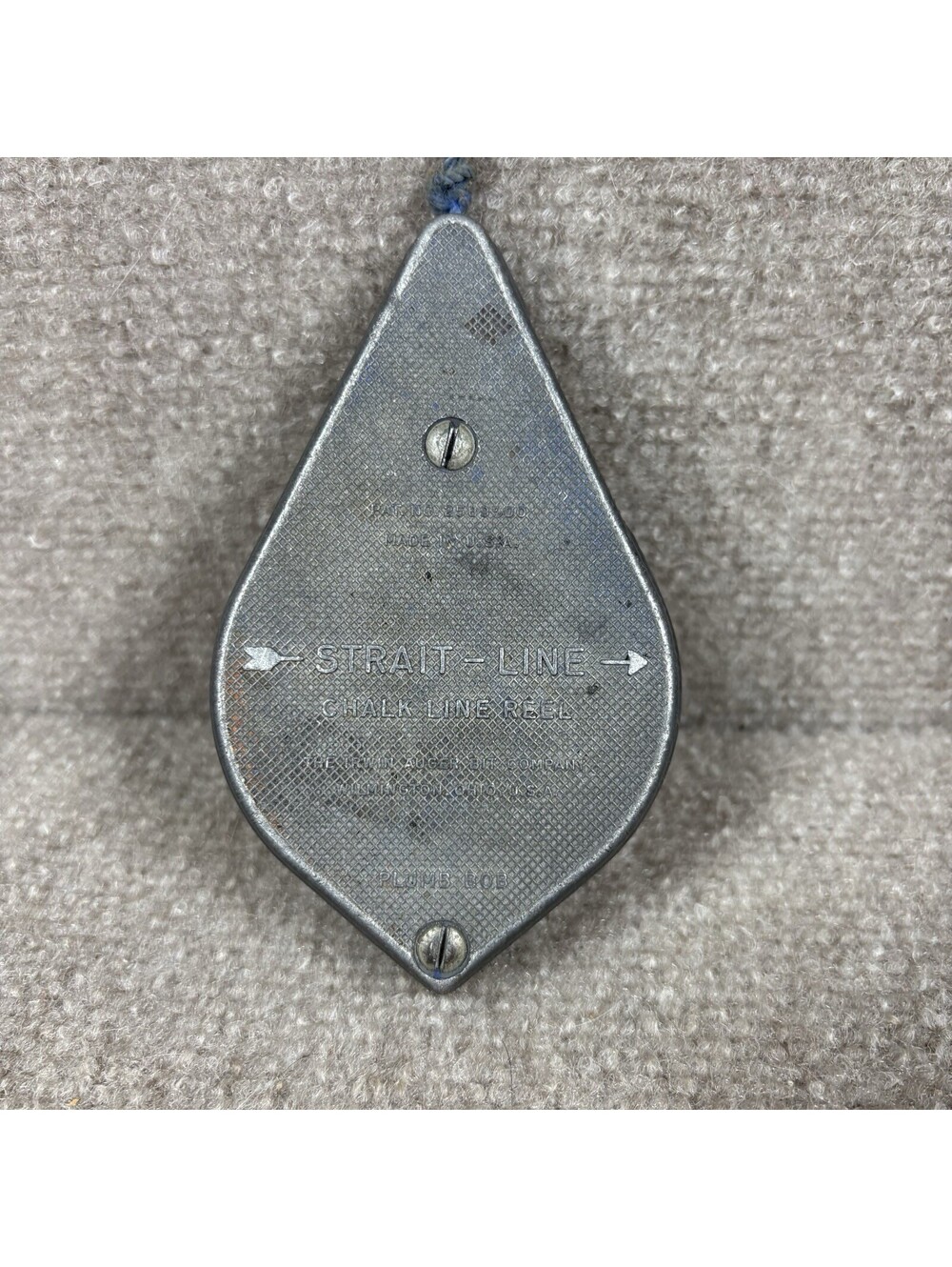 Straight-Line Chalk Line Reel Plumb Bob Irwin Auger Bit Co Wilmington USA